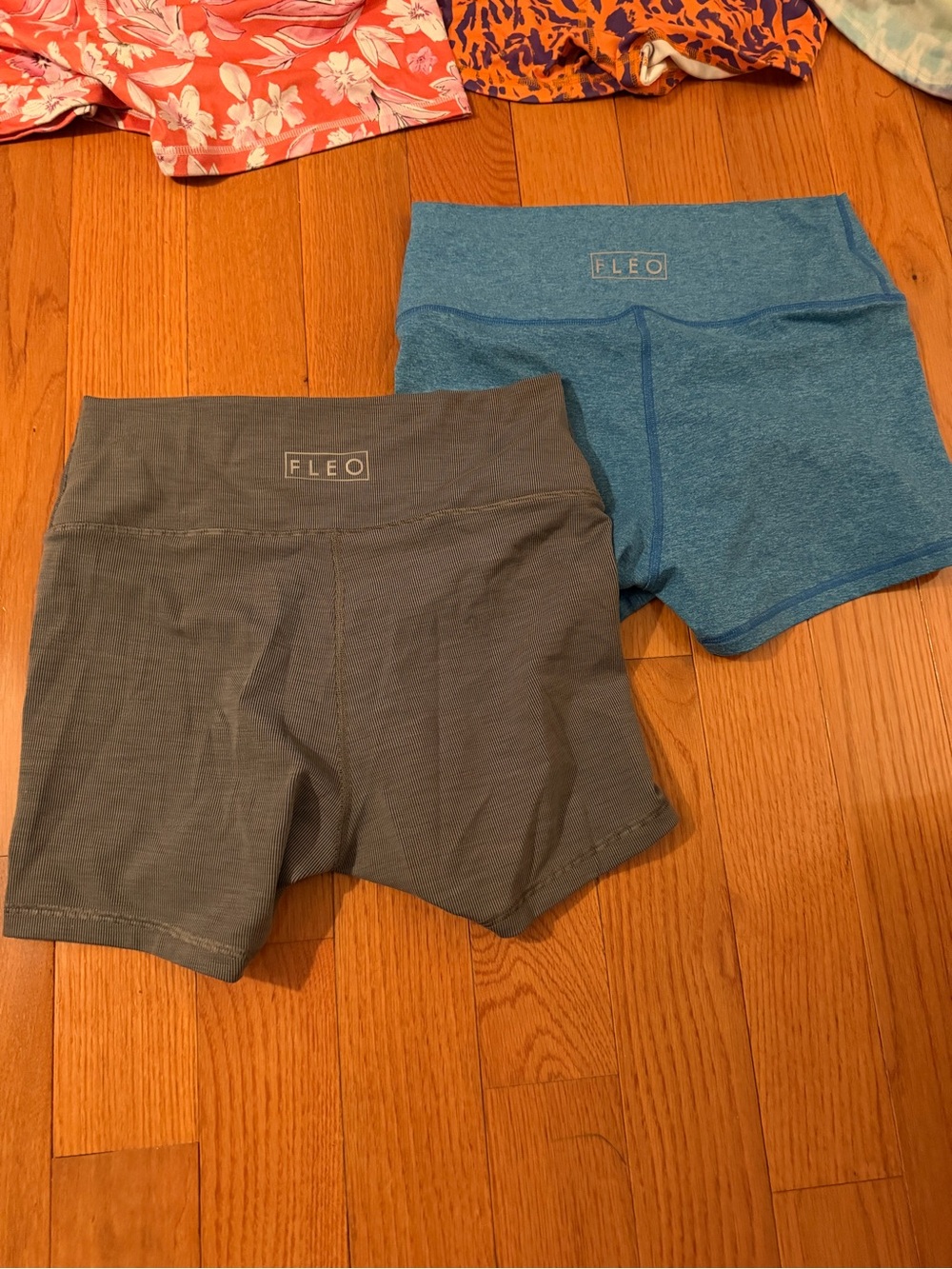2 Pairs Fleo Women's Shorts — Blue & Charcoal Gray Size Large